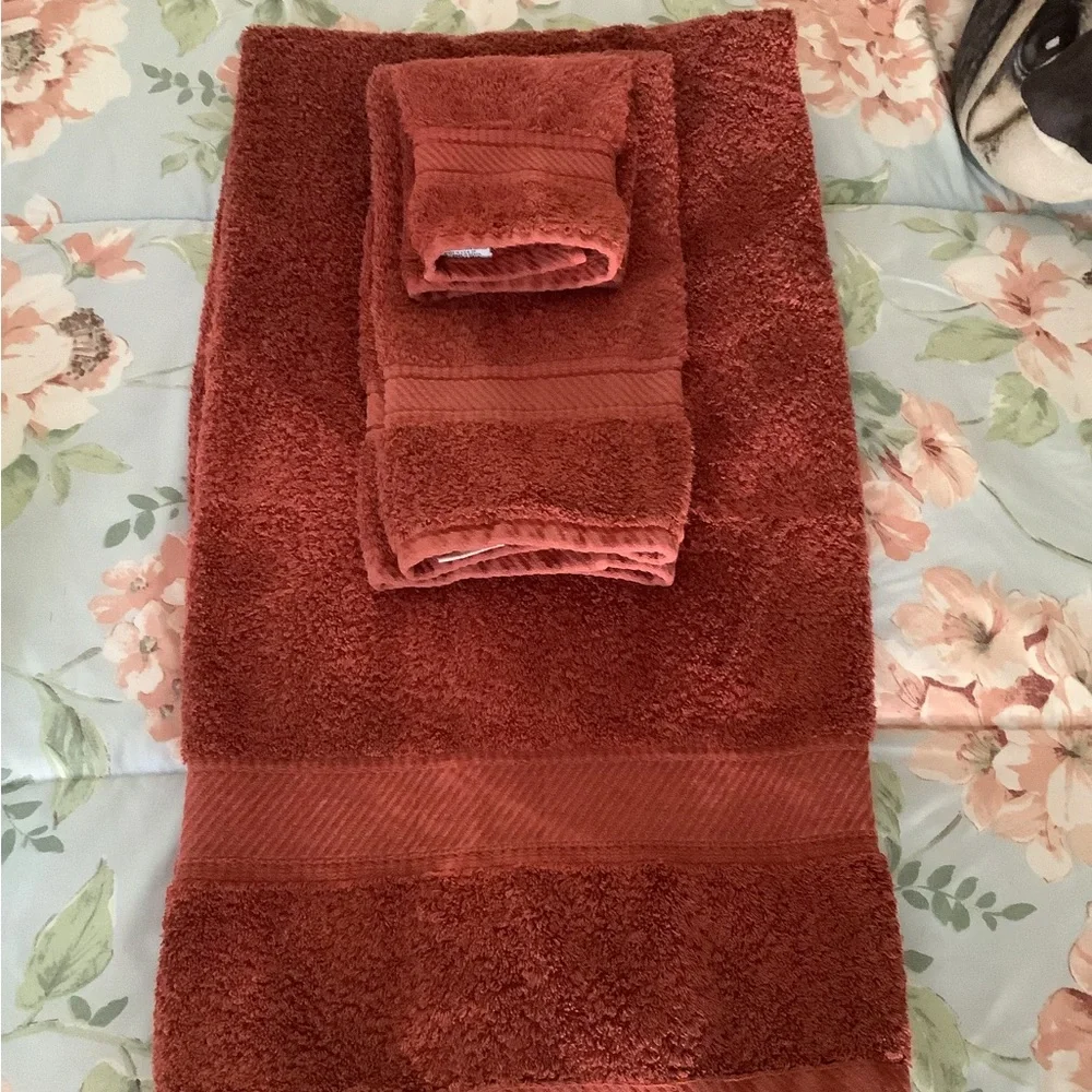 Towel set by Spring made 3 piece Rust Egyptian cotton. In excellent con…